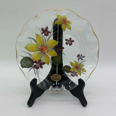 Vintage 'Chance Glass' Floral Plate [B#11]