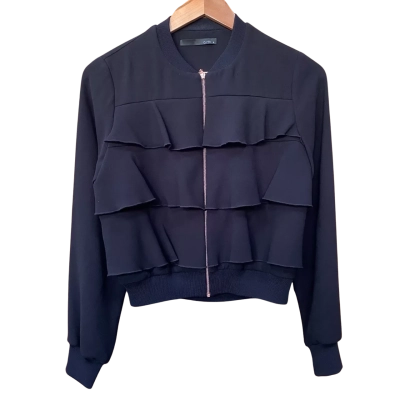 C/TC Black Layered Bomber Jacket Size 6