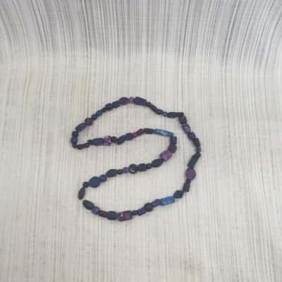 Trible Style with Purple & Black Lava Stones & Mixed Beads Necklace  