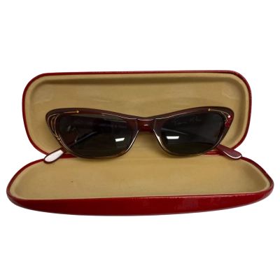  Vintage Francis Klein Paris Cat Eye Sunglasses - Cherry Red