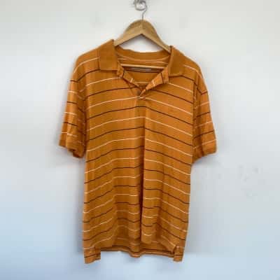 R.M. Williams Orange Striped Short Sleeve Polo Shirt  Size XL 