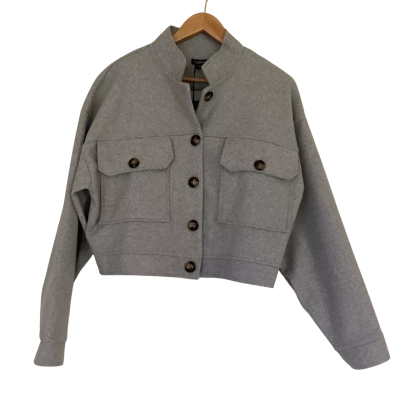 BNWT*. Boohoo.  Collar Detail Wool Look Jacket.   Grey Marle. Size 12 