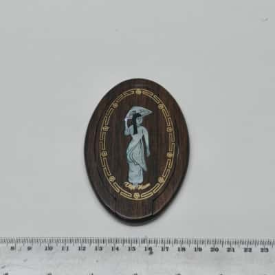 Vintage Handcrafted Wooden Pocket Compact Mirror Mother of Pearl Viet Nam