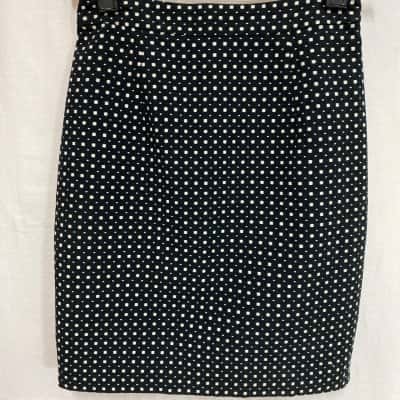 Review Black and White Polka Dot Pencil Skirt Sz 8 