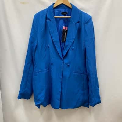 Pretty Little Thing Women's Size US14  Blazer With Shoulder Pads Blue BNWT