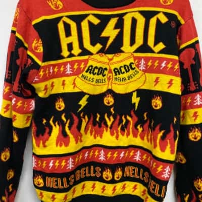 AC/DC  Womens  Size XS ugly Jumper Black  / Red / Yellow 