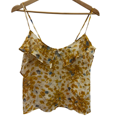 Bettina Liano Womens  Size 10 Silk Shoestring Strap Top Floral 