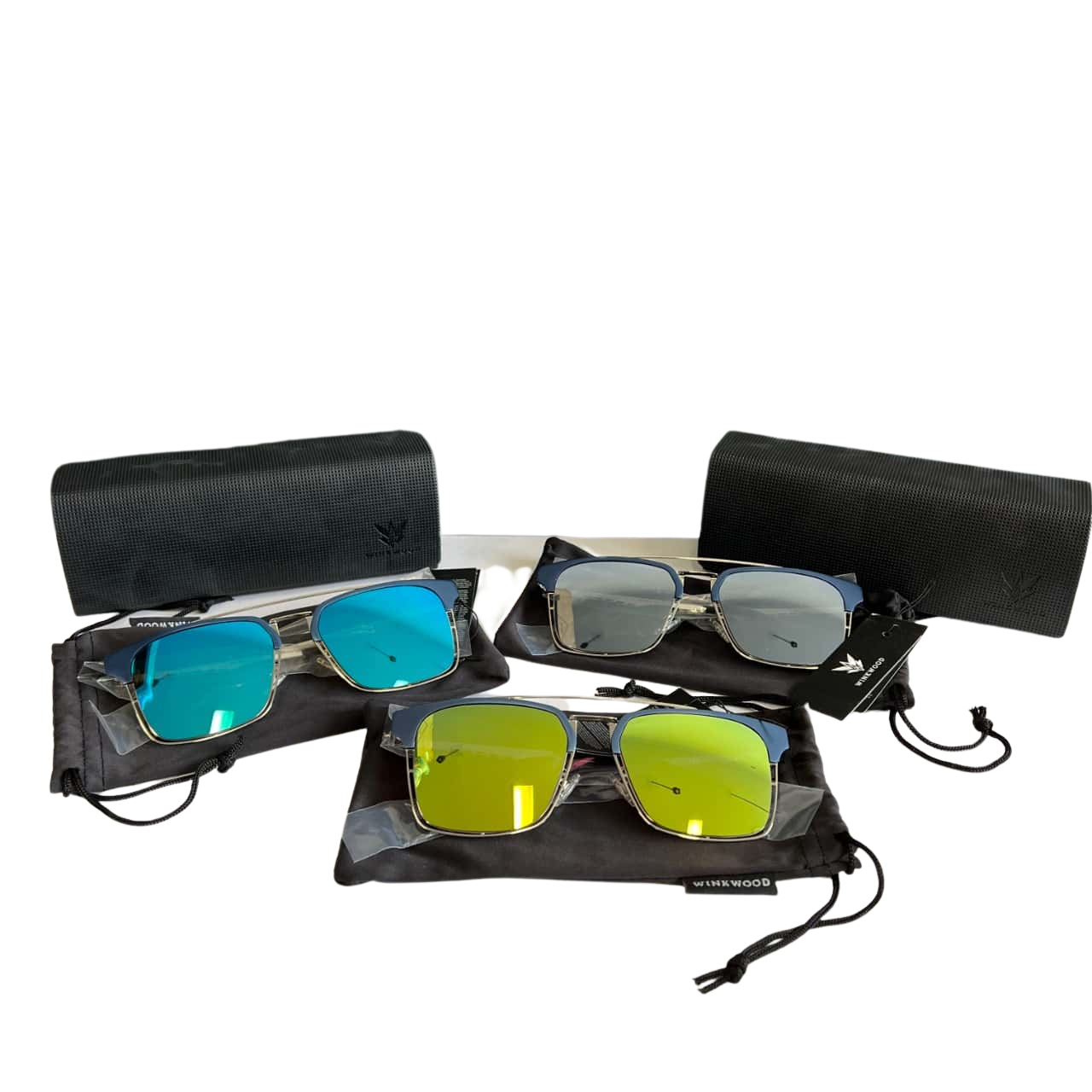 BNWT Winkwood Unisex Polarized Mirror Lens Aluminum Square Sunglasses