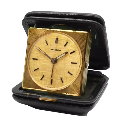 Vintage Appella 7-Jewel Manual Winding Travel Alarm Clock From 1950s-1960s Non Working/For Repairs Or Spares  (watches)