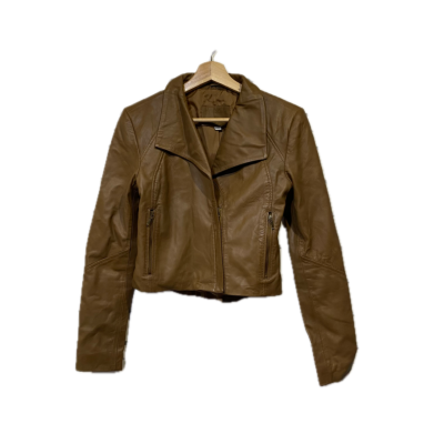 Once/Was Womens Leather Jacket Size 0 Brown 