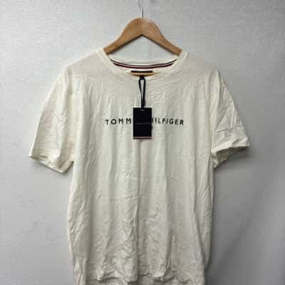 Tommy Hilfiger Womens Snow White Logo Tee Size XL 
