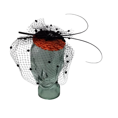 Max Alexander Womens  Black/Orange Fascinator