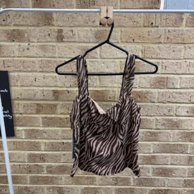 Princess Polly Womens  Life In Luxury Top Brown Zebra Size 12 