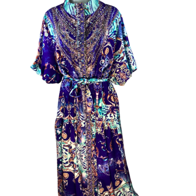 Amica - Button Front Sparkling Dress with Belt (Size 16)