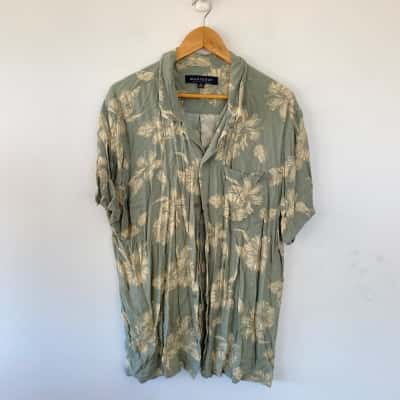 Mantaray Green Floral Short SLeeve Shirt Size XXXL