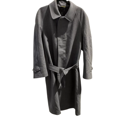 Made In Italy  Womens  Size L Trench Coat Grey With Wrap Around Belt 