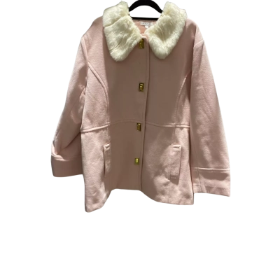 Damart Womens  Size 24 Winter Coat Pink  with Soft Faux Fur Collar