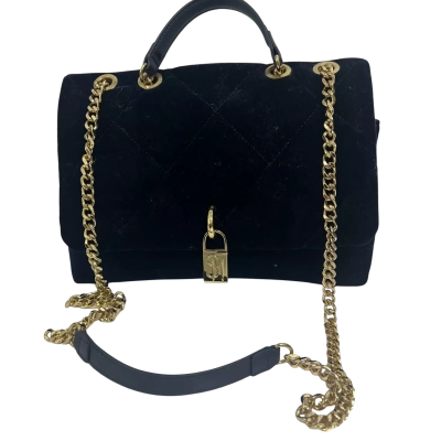 Steve Madden Navy Quilted Velvet Handbag Gold Chain Shoulder Bag