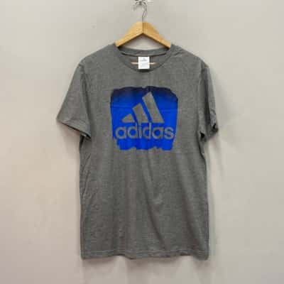 Adidas Mens  Size L Short Sleeve T-shirt Blue / Grey 