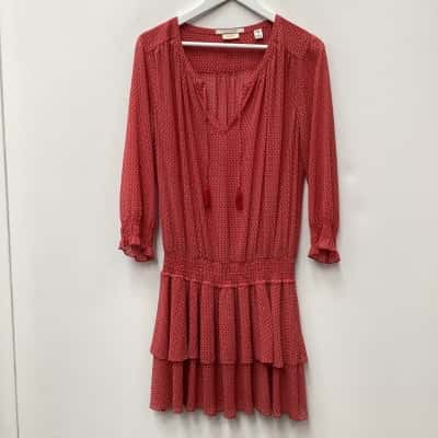 Scotch & Soda Womens  Size 3  Red with cream Pattern midi