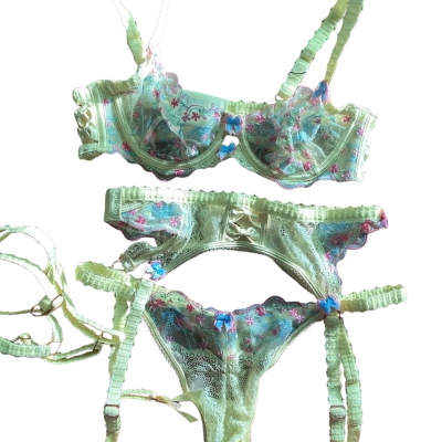 Iliana Intimates Bra, Thong and Suspender belt set