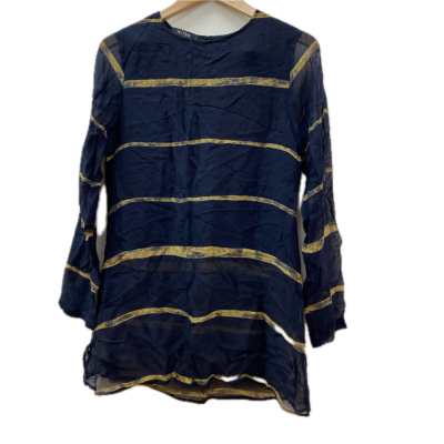 Nitya Womens  Size 40 Long Sleeve Top Gold / Navy Blue 