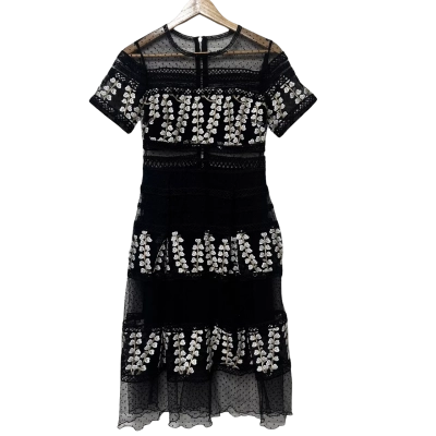 Mossman The Night Blossom Size 8 Midi Dress Black  