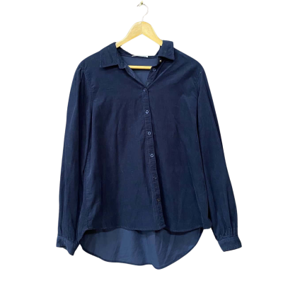Alessandra Womens Size M Navy Blue Corduroy Long Sleeve Shirt 