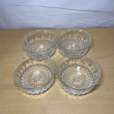 Arcoroc France Crystal Vintage Bowls x4