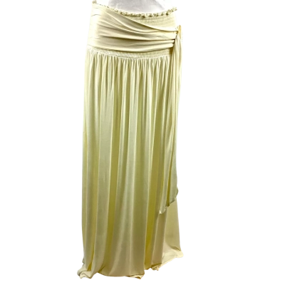 Princess Polly - Full Orbit Shirrad Cream Maxi Skirt (Size 10)