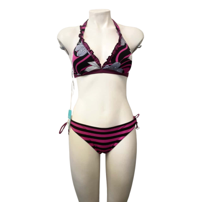 BRAND NEW Seafolly Beatnik Seps Reversible Bikini Halter Top and Bottoms Size 12 Magenta & Black 