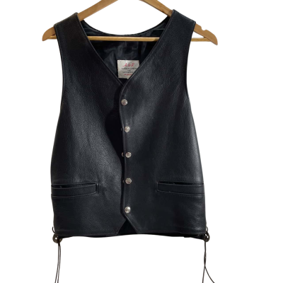 A & P Size M Black Leather Vest 