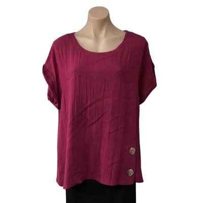 Willow Tree Womens Size 18 Crimson Pink Linen / Rayon Short Sleeve Top 