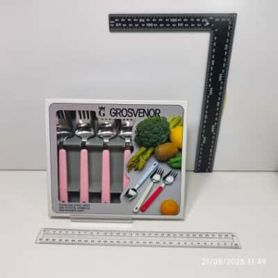 Grosvenor Stainless Steel Pink Handled Fork Set 