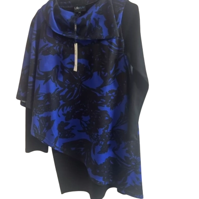  Womens  Size 10 Long Sleeve Dress Black  / Blue 