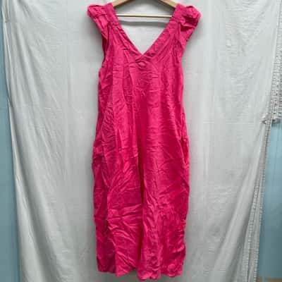 EB&IVE Hot Pink Linen Dress Size S/M 