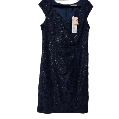 BNWT Review  Size 12 sequin Cocktail Dress Navy Blue trp$279.95