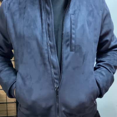BLAQ Archer Sueded Bomber Jacket in Navy