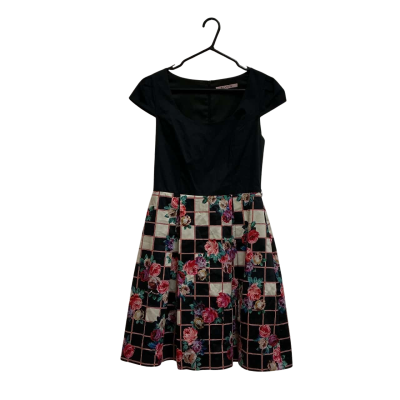 Review Womens  Size 10 Flare Dress Dark Blue / Floral 