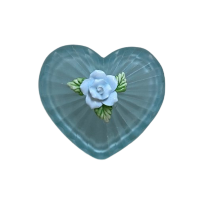 Vintage Frosted Glass Heart Trinket Dish