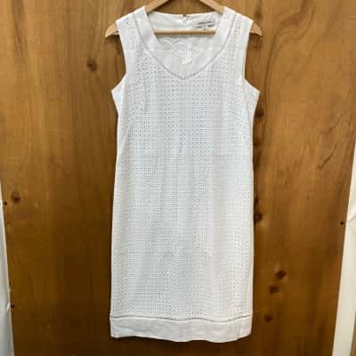 Perri Cutten White Broderie Dress Size 10
