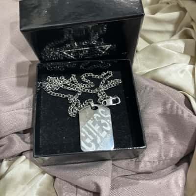 Guess Pendant Mens Steel  Necklace Silver