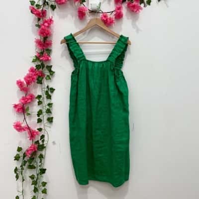 Gordon Smith Womens  Size 8 Casual Wide Strapped Dress Green 