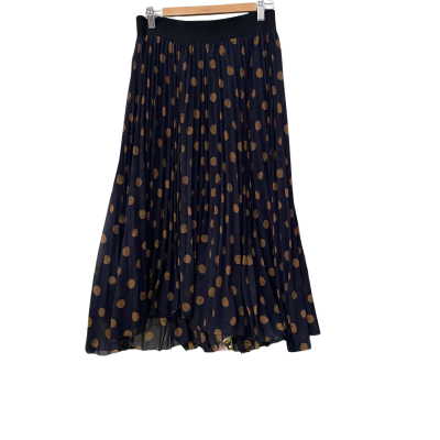 Saba Womens  Size 10 Pleated Skirt Navy Blue / Polka Dot 