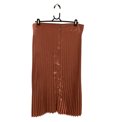 Table Eight Womens  Size 16 Pleated Skirt Rust Brown Button Front RRP $89.99