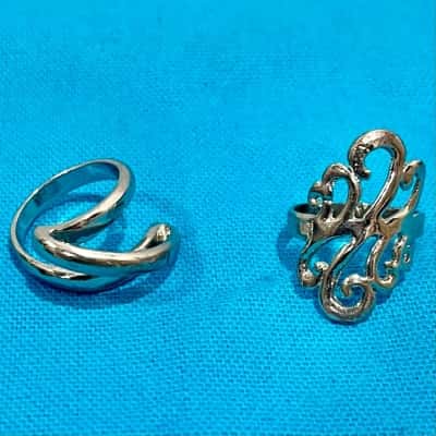 2 x Modern Silver Rings- twist design & Twirl 