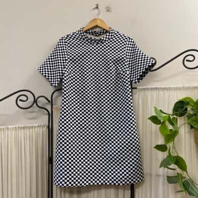 Zara Women's Size M Black & White Checked Mini Dress - New With Tags