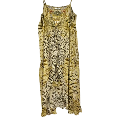  Inoa SILK Spaghetti Straps Animal Print Maxi  Dress Size S 