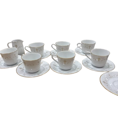 **Noritake Vintage Tea Set – White & Gold Floral Design