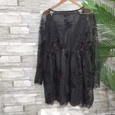 Boohoo Womens  Size 16 Casual Dress / Floral Dress Black  